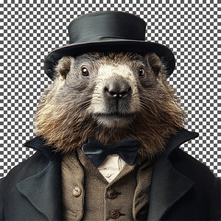 PSD charming groundhog day isolated on transparent background