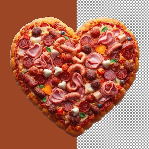 PSD pizza vegetale affascinante a forma di cuore png