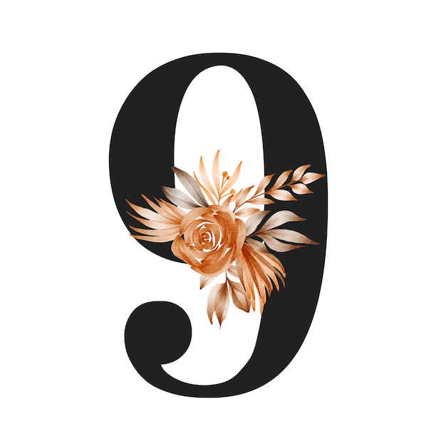 Charming Number Design Adorned with Intricate Vintage Style Flowers A Timeless Fusion of Typography