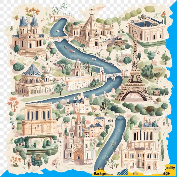 PSD パリ の 魅力 的 な 地図 の イラスト