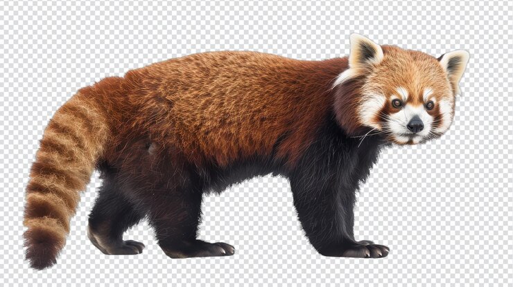 PSD charming red panda isolated on a white background for nature and wildlife projects