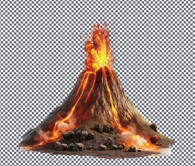 PSD charming volcano eruption isolated on transparent background