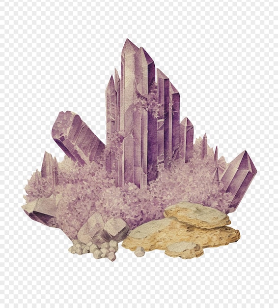 Charoite mineral on transparent background oldstyle vintage illustration