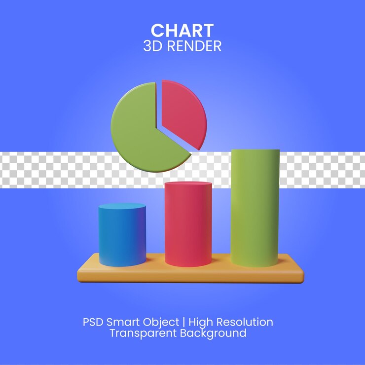 PSD chart icon 3d render isolated