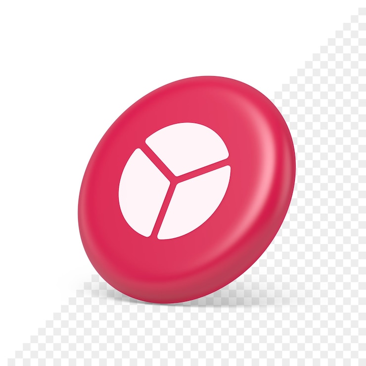 PSD chart pie three section button financial presentation business analyzing web app 3d side view icon