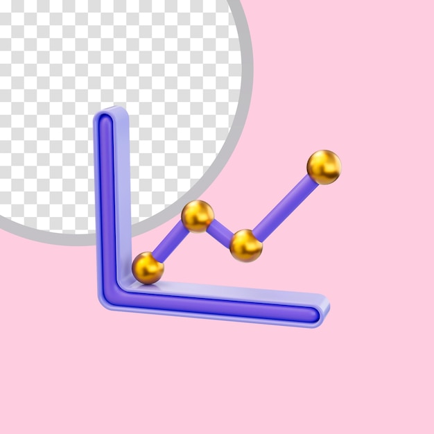 PSD 차트 위로 아이콘 3d 렌더링에 대한 재무 차트 성장 선 그래프 수익성 있는 주식 시장