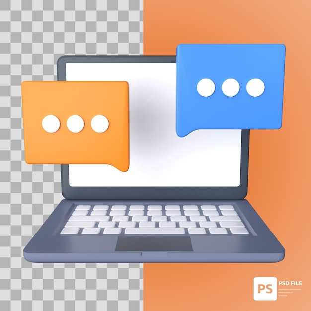 PSD chat in 3d illustration design assets for business seo and other