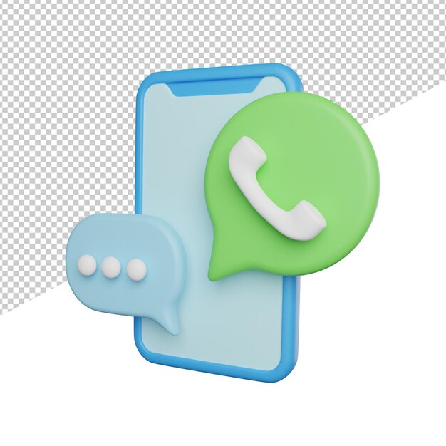 Chat Apps Social Media side view 3d rendering icon illustration on transparent background