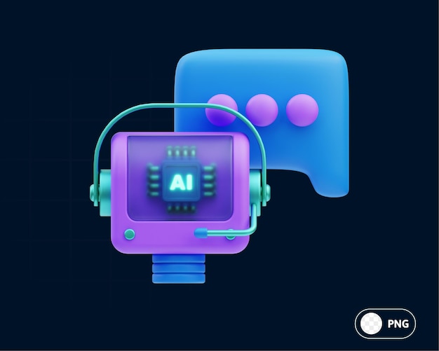 PSD illustrazione 3d del chat bot