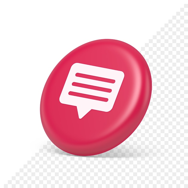 Chat box speech bubble button social networks texting internet communication 3d side view icon