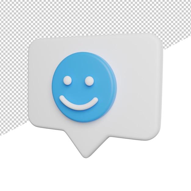 Чат emoji smile вид сбоку 3d рендеринг иллюстрации на прозрачном фоне