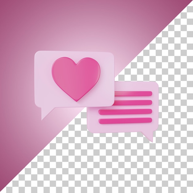 PSD chat liefde bericht pictogram 3d-rendering