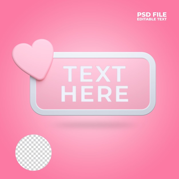 PSD chat love box rendering psd editable text