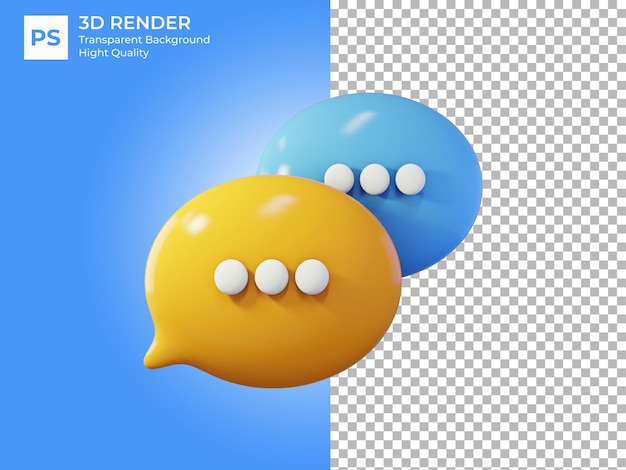 Chat message bubble icon with dots Modern design 3d rendering