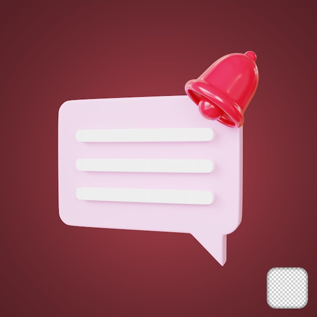 PSD chat message notification icon 3d illustration