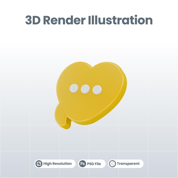 聊天消息通知图标分离的 3D 渲染插图