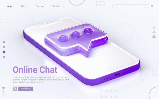 chat message sign on mobile phone isolated white background 3d render concept for web banner