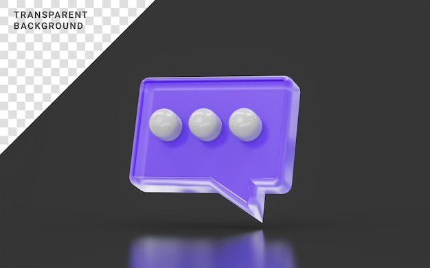 Chat message sing minimalistic look on dark background 3d render concept for conversation dialog