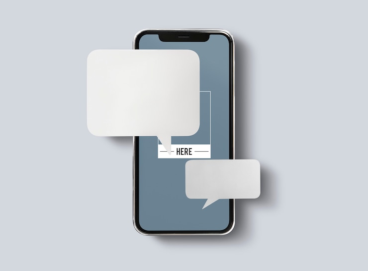 PSD chat messaging on mobile phone mockup
