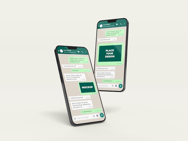 PSD chat mockup con disposizione dei dispositivi