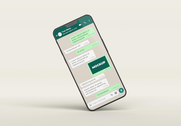 PSD chat mockup con smartphone