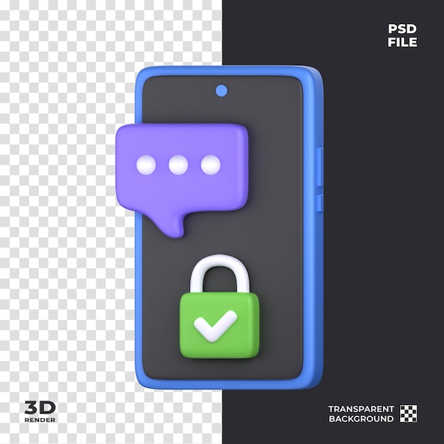 PSD chat security 3d icon perfect for cyber security theme