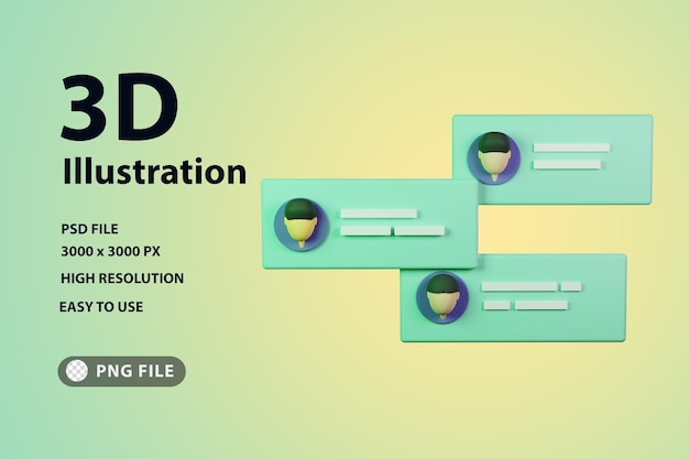 PSD chatbedrijf met 3d-pictogrammen