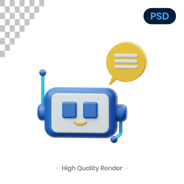 PSD chatbot 3d render ilustracja premium psd