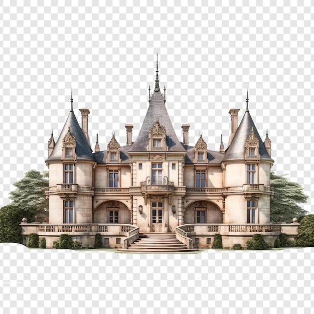 PSD chateau house isolated on transparent background