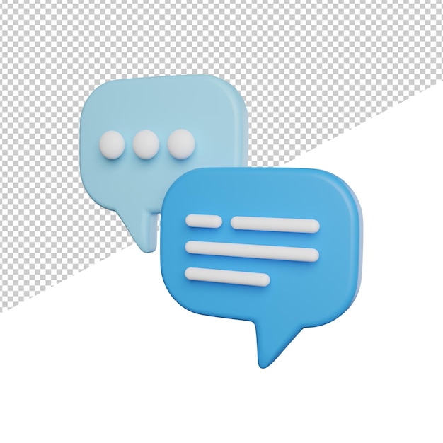 Chatting Buble Comment side view 3d rendering icon illustration on transparent background