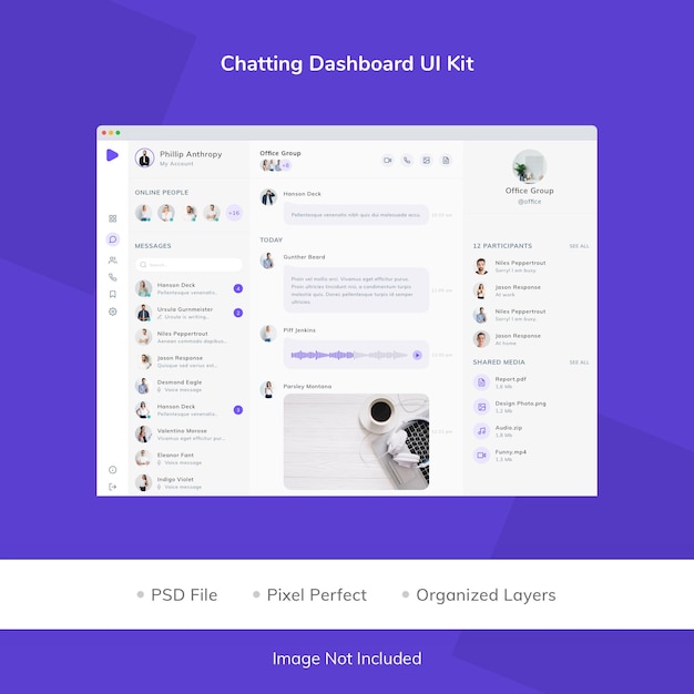 Kit interfaccia utente dashboard chat