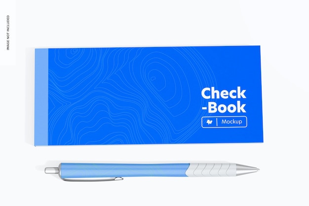 Check book with pen mockup