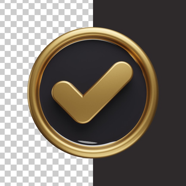 PSD check icon gold 3d