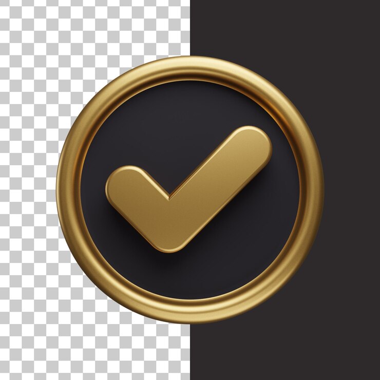 Check icon gold 3d