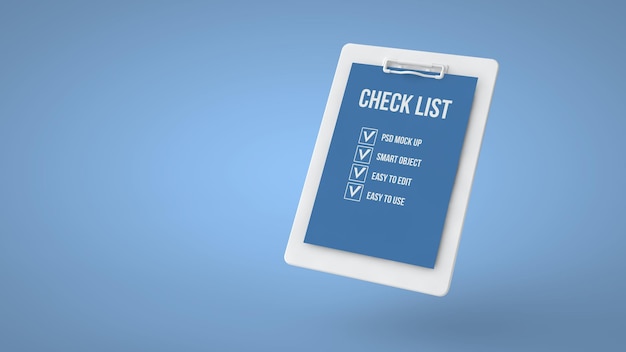 PSD check list mockup design isolated