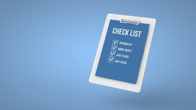 PSD check list mockup design isolato