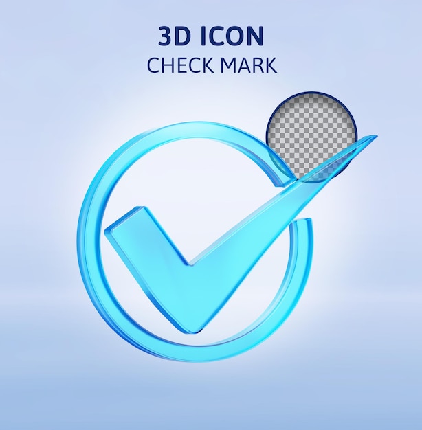 PSD check mark 3d rendering illustration