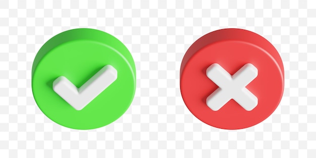 check mark and cross icon 3d