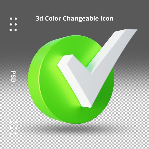 PSD check mark approved sign ui icon 3d rendering