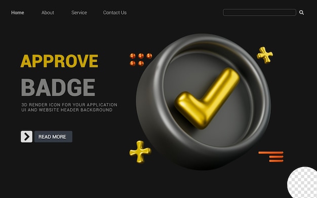 PSD check mark badge sing on dark background 3d render concept for approve confirmation