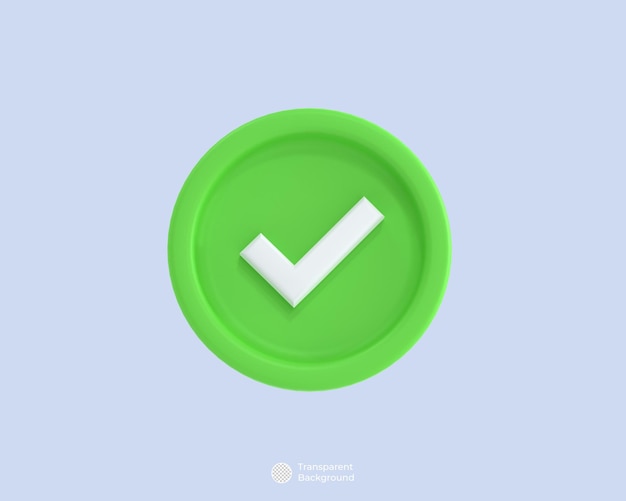 Check mark icon 3D rendering illustration