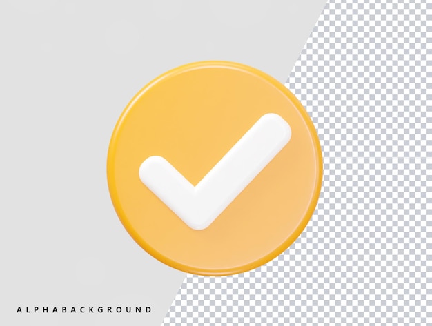 Check mark icon 3d rendering psd element