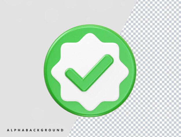 Check mark icon 3d rendering psd element