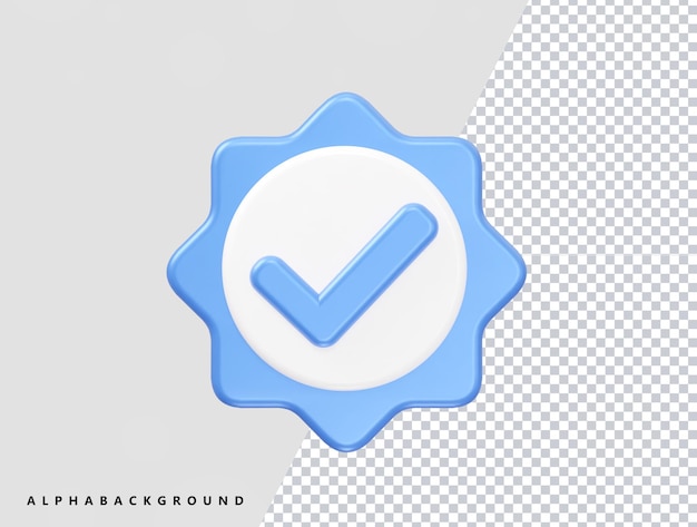 Check mark icon 3d rendering psd element