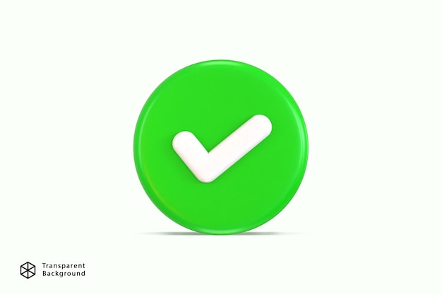 check mark on green circle verified button icon 3d rendering vector illustration