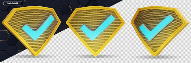 Check mark shield 3d element illustration