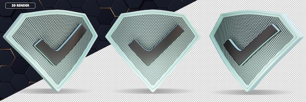 PSD check mark shield 3d element illustration