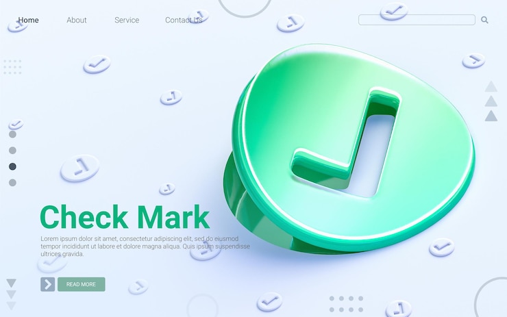 PSD check mark sign folding on white background 3d render concept for social banner web template cover