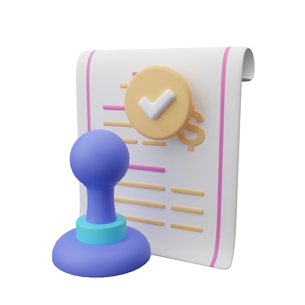 PSD check stamp 3d icon for banking