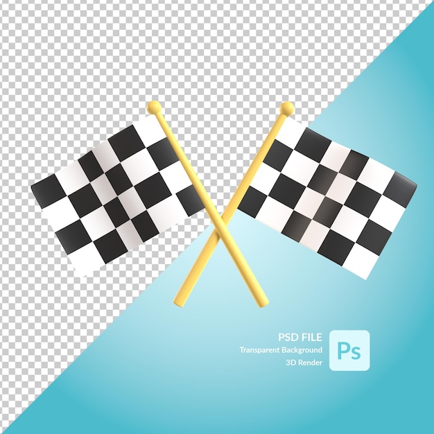 PSD checkered flag 3d illustration rendering